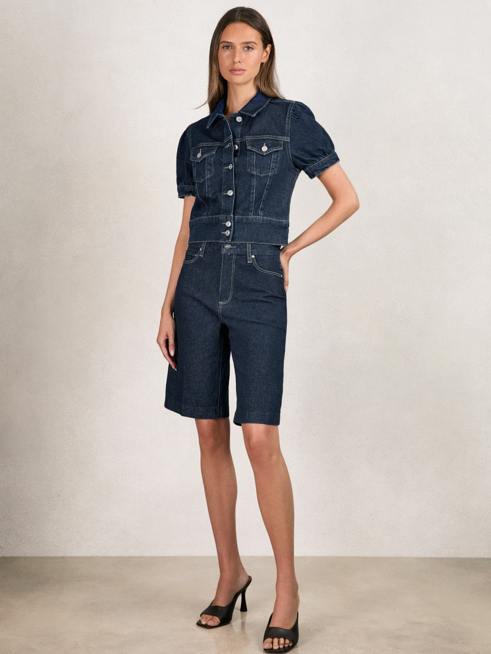 Paige Denim Bermuda Shorts Navy | Womens