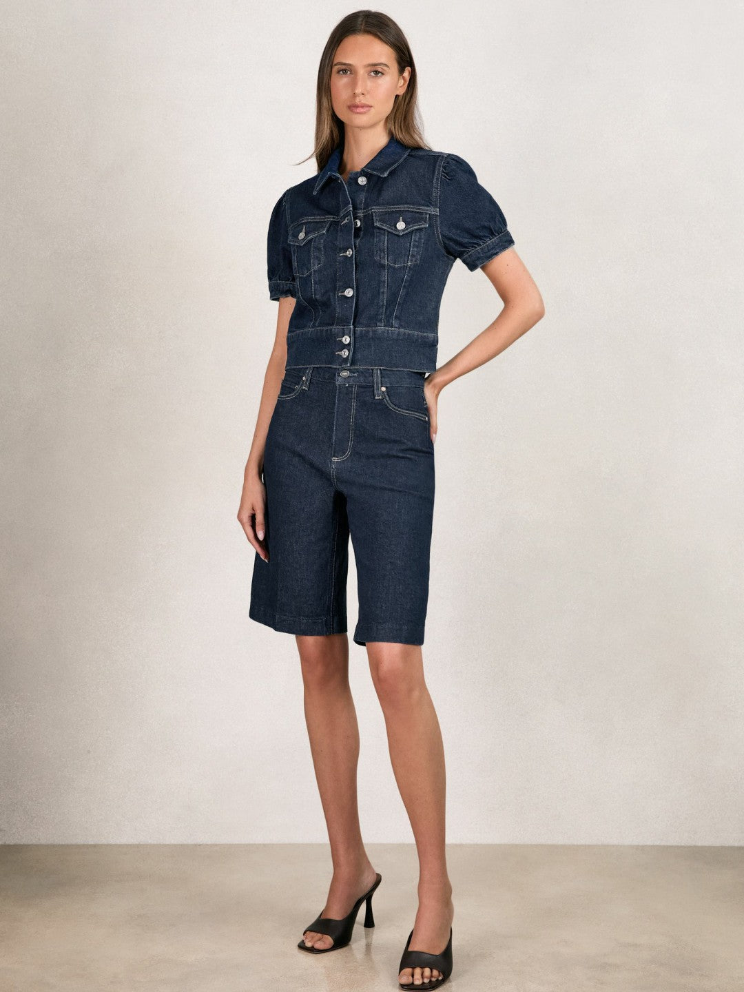 Paige Denim Bermuda Shorts Navy | Womens