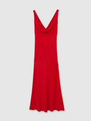 Cowl-Neck Sleeveless Maxi Dress Red | Womens