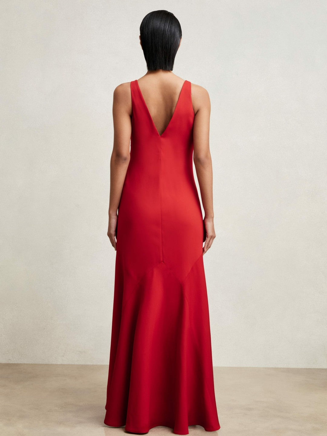 Cowl-Neck Sleeveless Maxi Dress Red | Womens