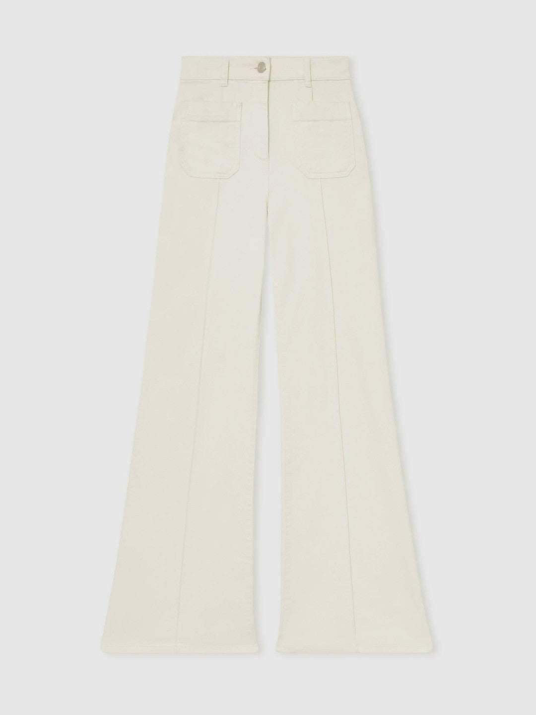 Petite Patch-Pocket Flared Jeans Ecru | Womens