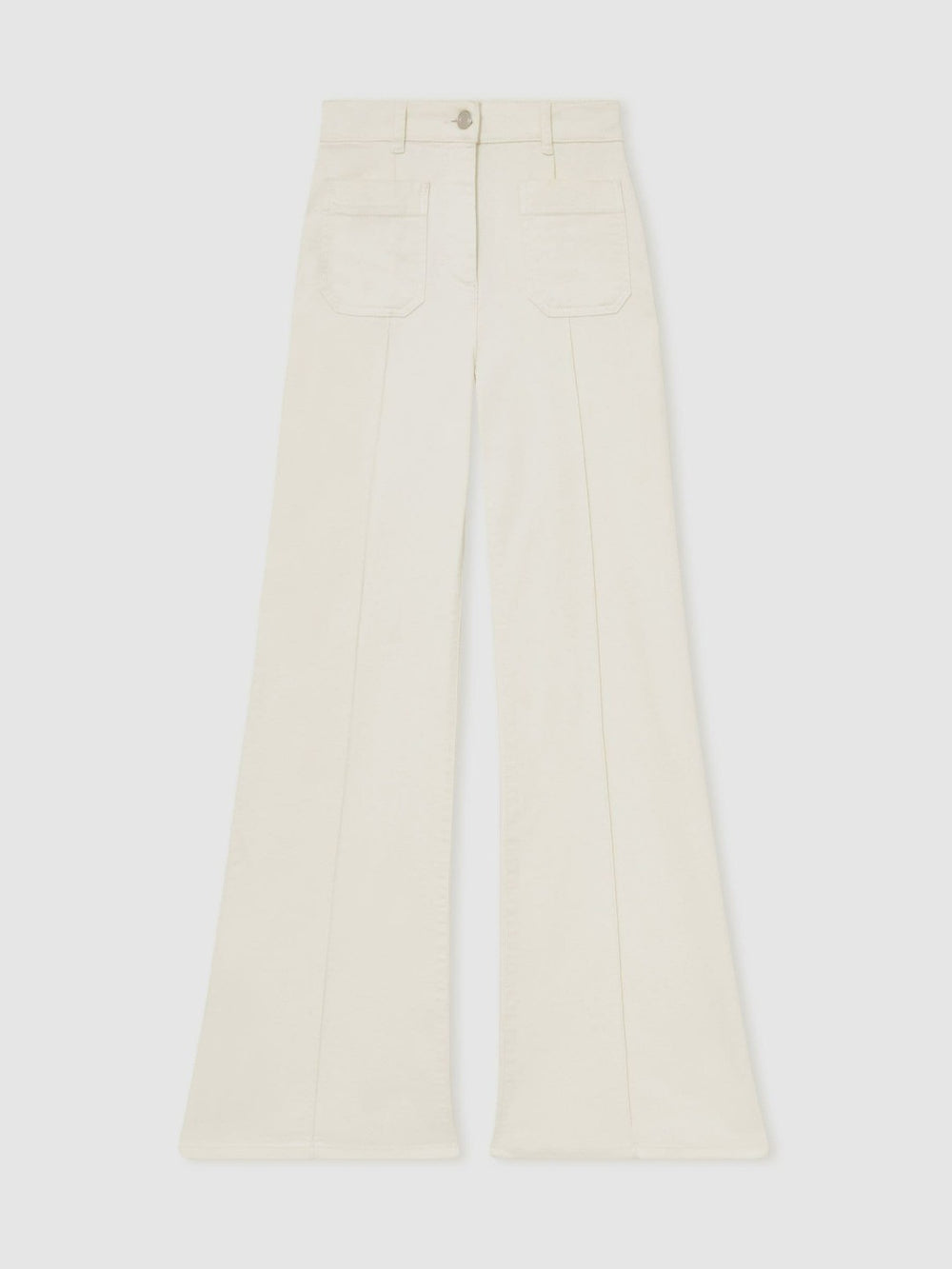 Petite Patch-Pocket Flared Jeans Ecru | Womens