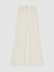 Petite Patch-Pocket Flared Jeans Ecru | Womens