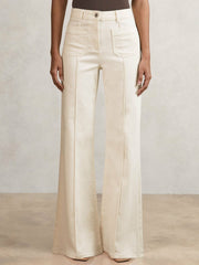 Petite Patch-Pocket Flared Jeans Ecru | Womens