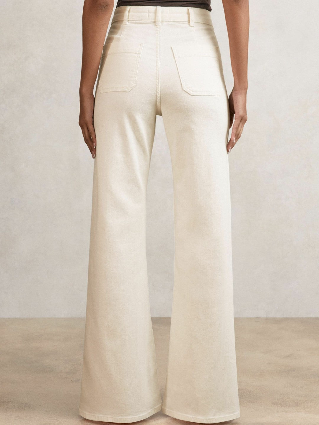Petite Patch-Pocket Flared Jeans Ecru | Womens
