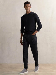 Cotton-Lyocell Cargo Trousers Navy | Mens