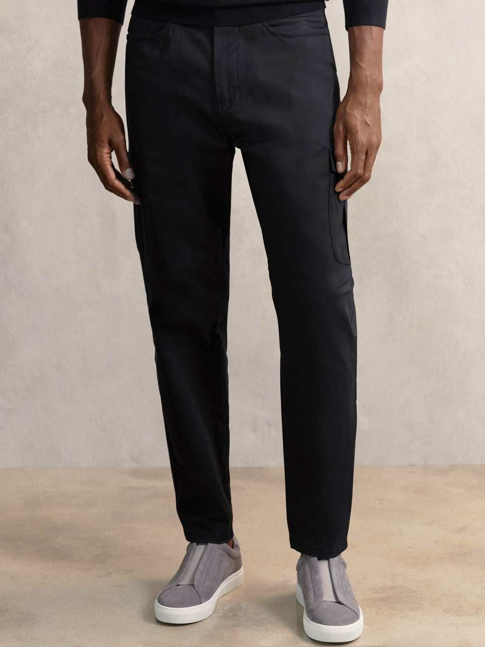 Cotton-Lyocell Cargo Trousers Navy | Mens