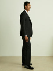 Wool-Blend Regular-Fit Tuxedo Trousers Black | Mens