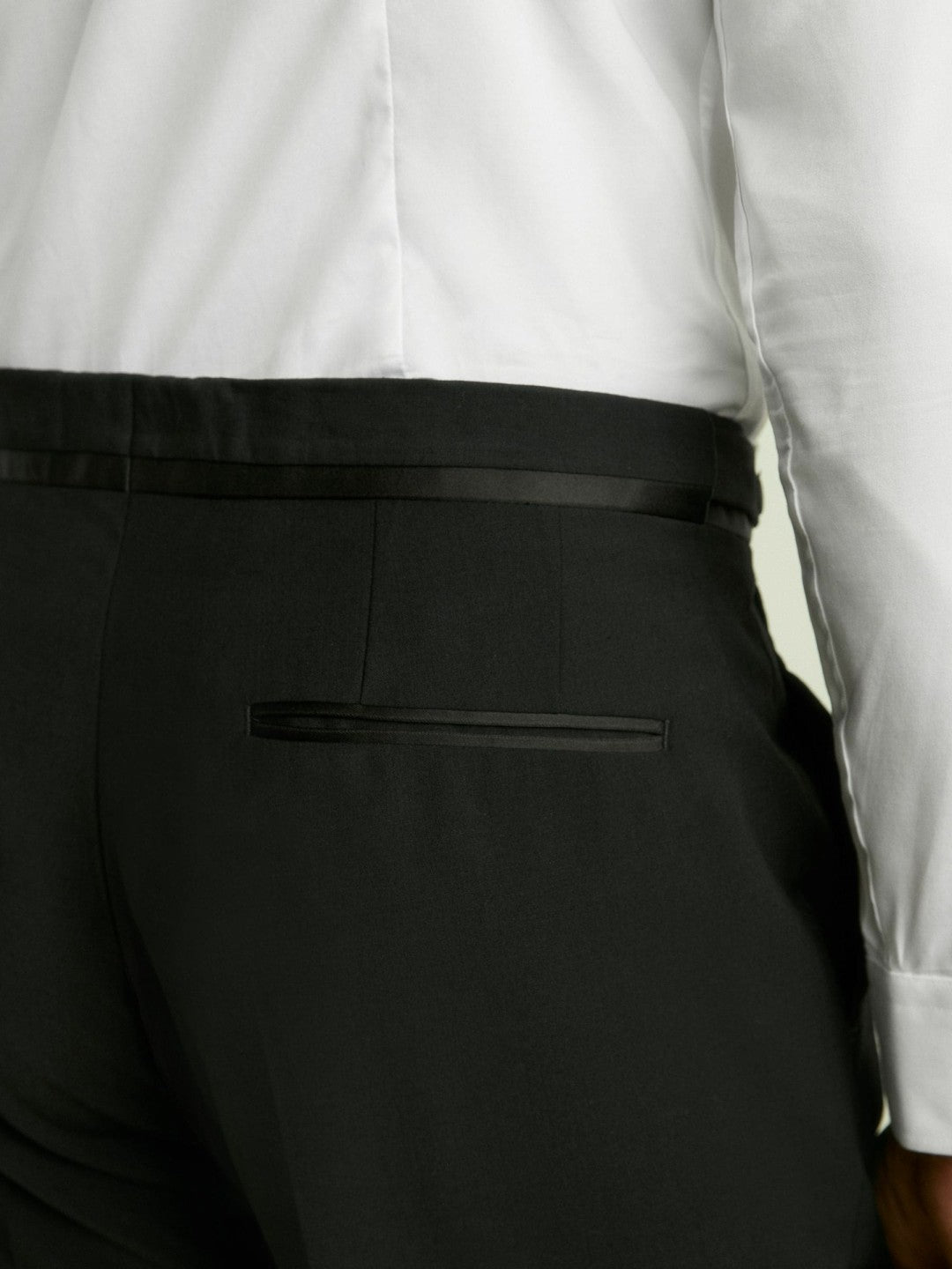 Wool-Blend Regular-Fit Tuxedo Trousers Black | Mens