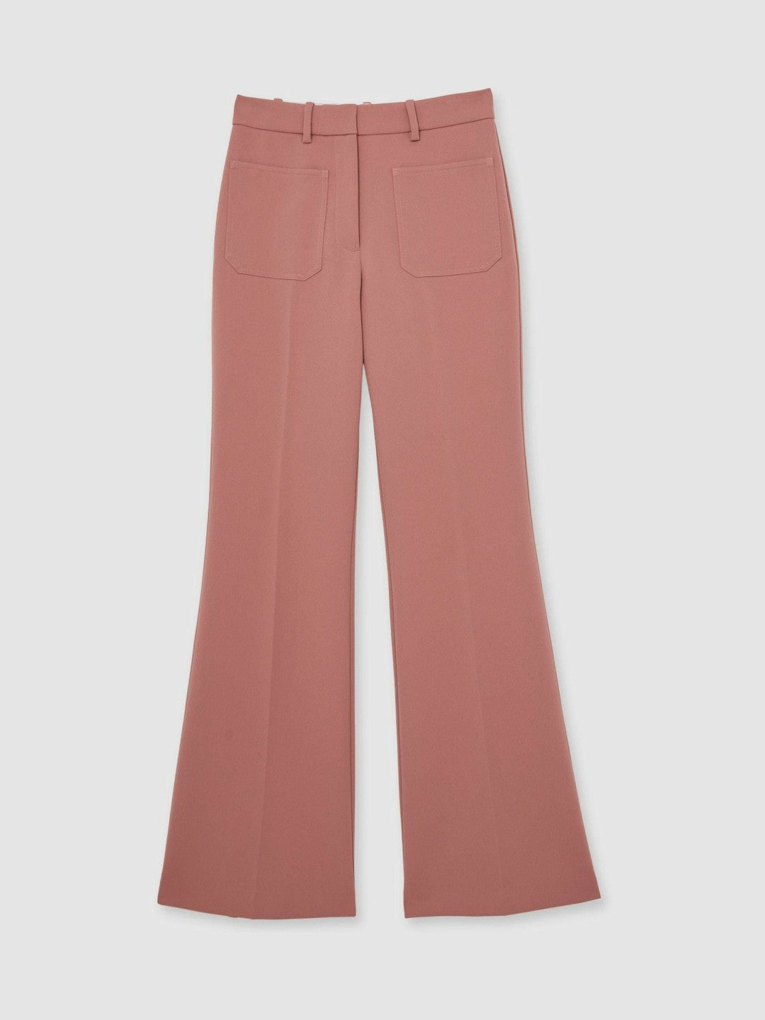 Petite Twill Patch-Pocket Flared Trousers Pink | Womens