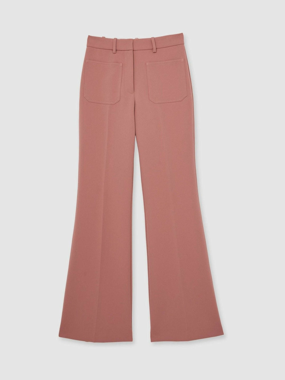Petite Twill Patch-Pocket Flared Trousers Pink | Womens