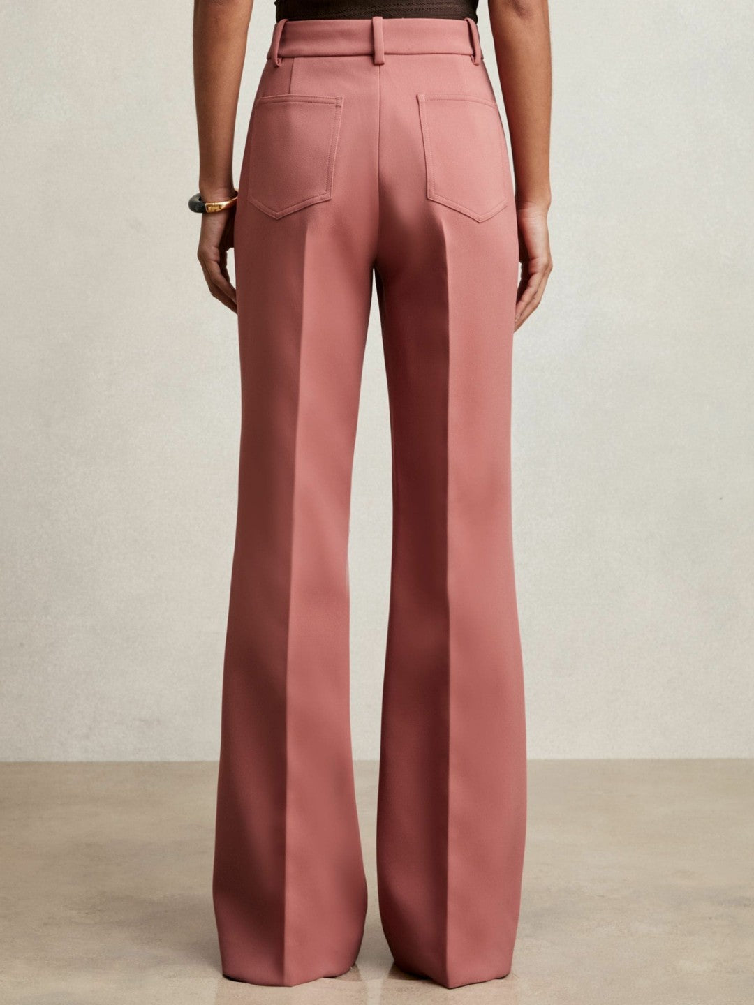 Petite Twill Patch-Pocket Flared Trousers Pink | Womens