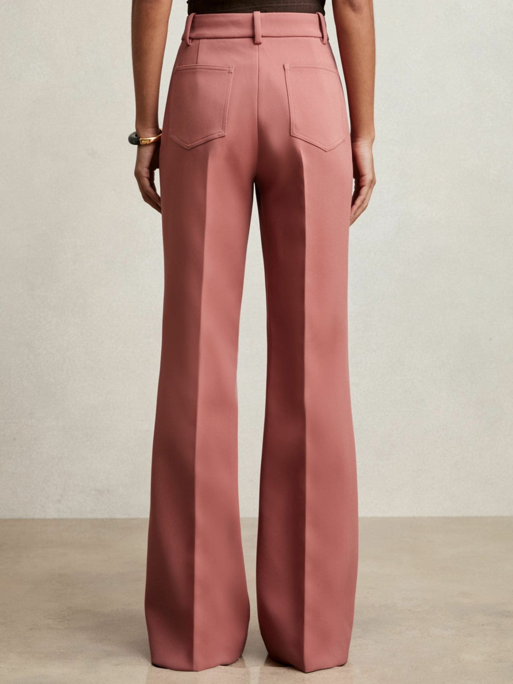 Petite Twill Patch-Pocket Flared Trousers Pink | Womens