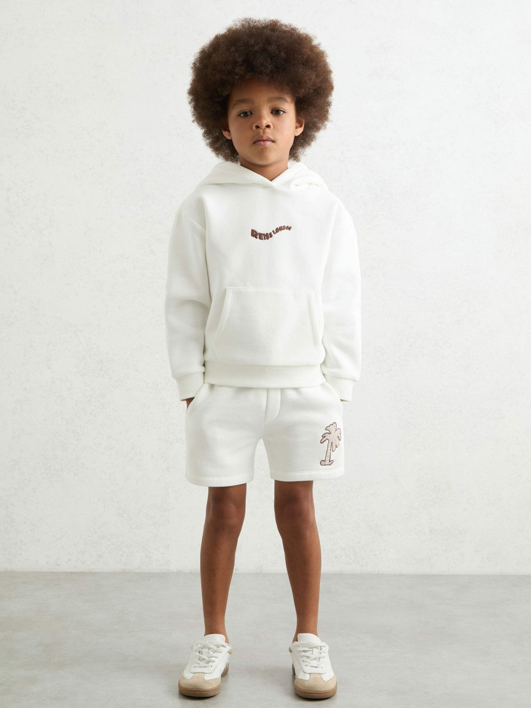 13-14 yrs Cotton Blend Palm Embroidered Shorts Off White | Children