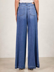 Paige Side Stripe Wide Leg Jeans Navy/Blue Stripe | Womens