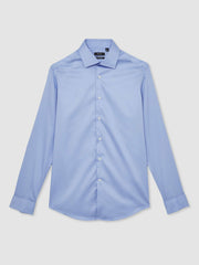 Slim Fit Slim-Fit Cotton-Sateen Shirt Mid Blue | Mens