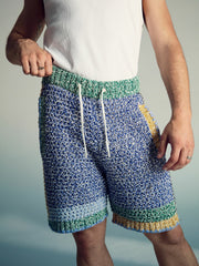 | Tom Daley Crochet Panel Shorts Yellow/Green/Blue Multi | Mens