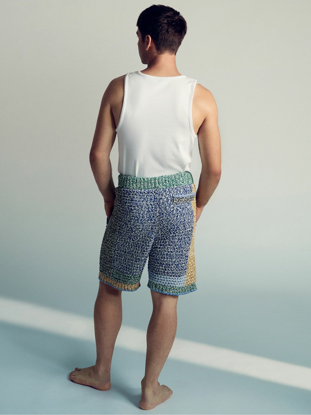 | Tom Daley Crochet Panel Shorts Yellow/Green/Blue Multi | Mens