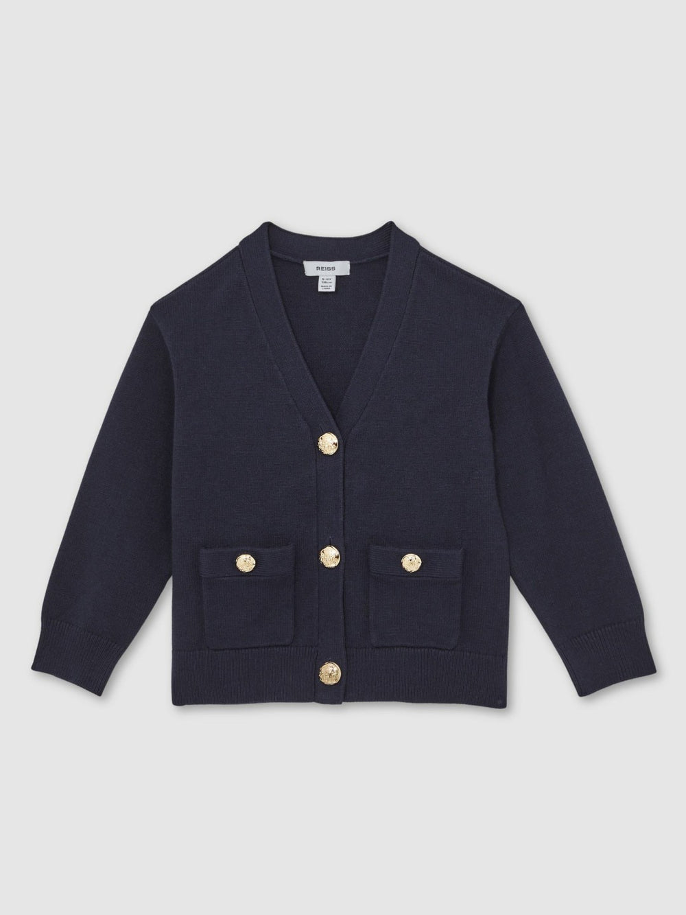 9-13 yrs Knitted Embossed-Button Cardigan Navy | Children