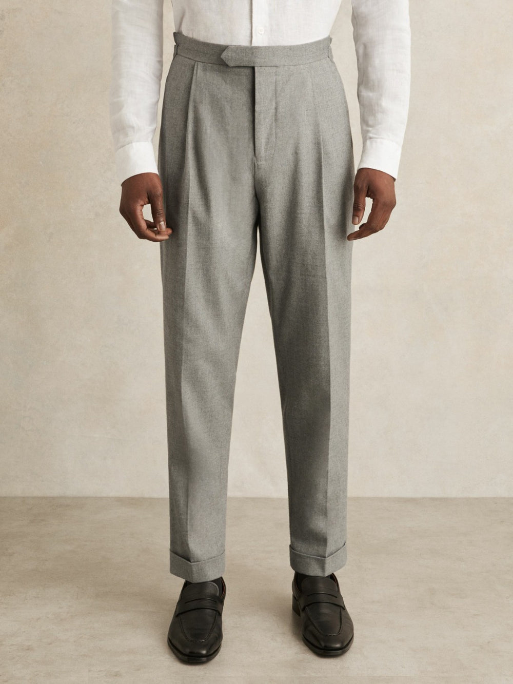 Regular Fit Herringbone Trousers With Cotton Grey | Mens