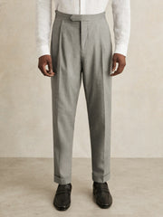 Regular Fit Herringbone Trousers With Cotton Grey | Mens