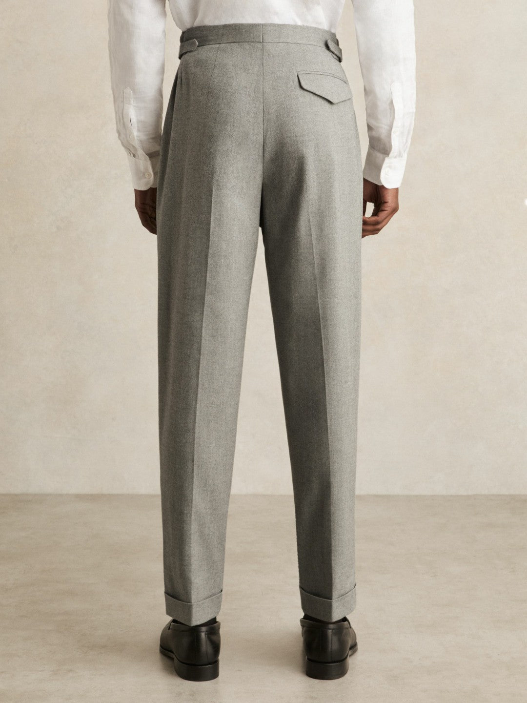 Regular Fit Herringbone Trousers With Cotton Grey | Mens