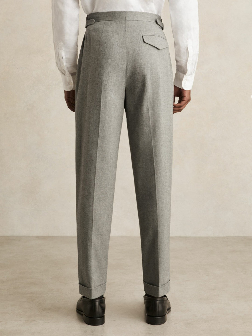 Regular Fit Herringbone Trousers With Cotton Grey | Mens