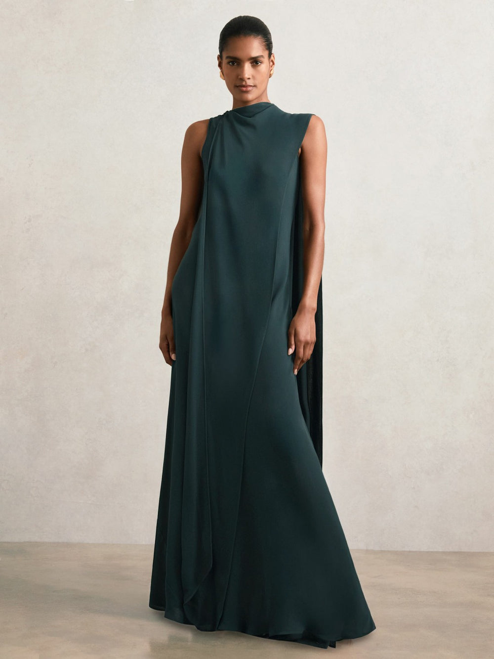 Petite Crepe Cape Maxi Dress Teal Green | Womens