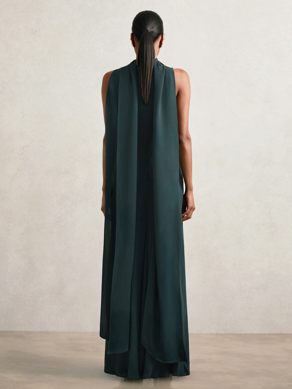 Petite Crepe Cape Maxi Dress Teal Green | Womens