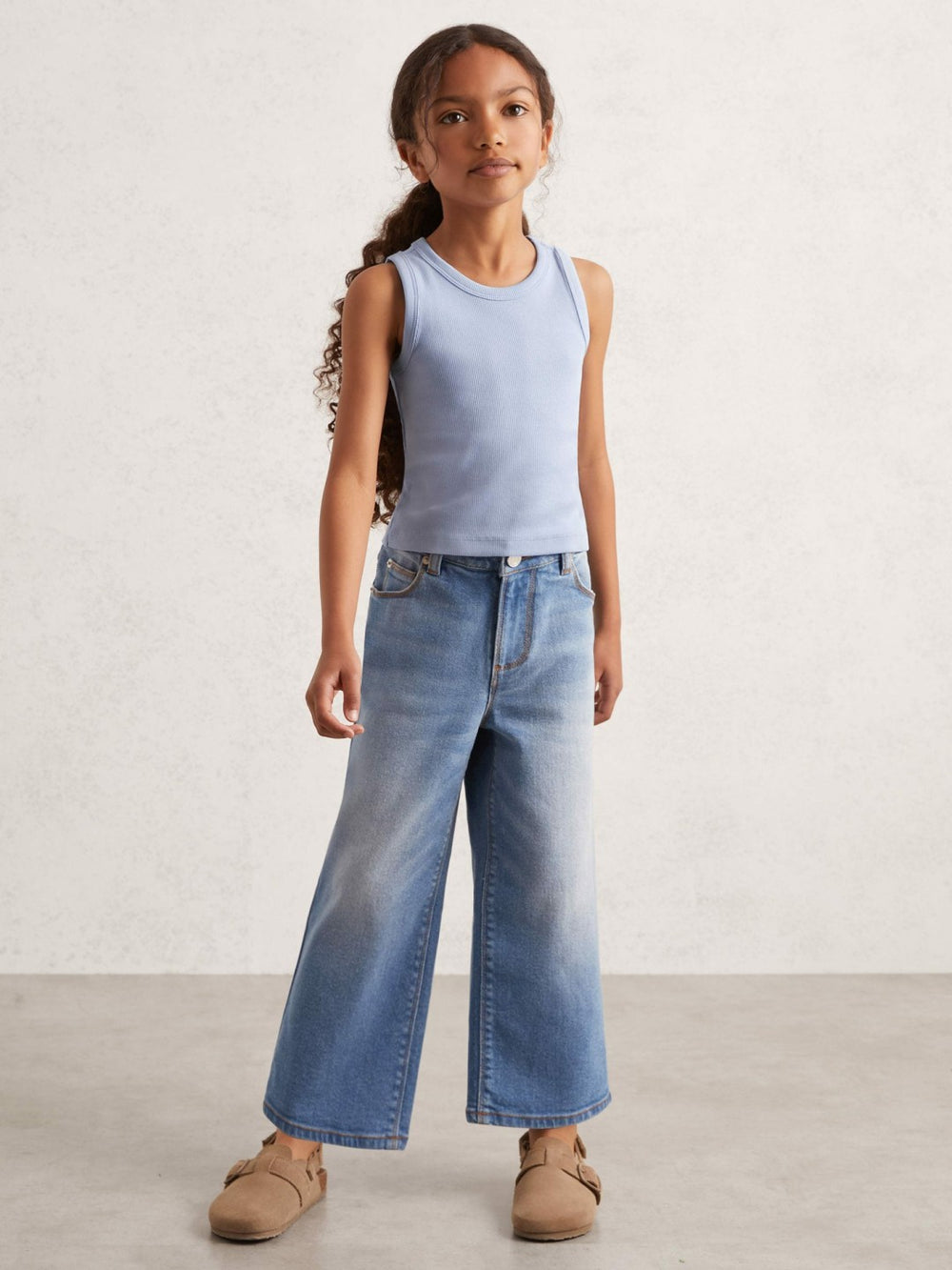 3-9 yrs Stretch-Cotton Ribbed Vest Blue | Children