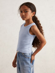 3-9 yrs Stretch-Cotton Ribbed Vest Blue | Children