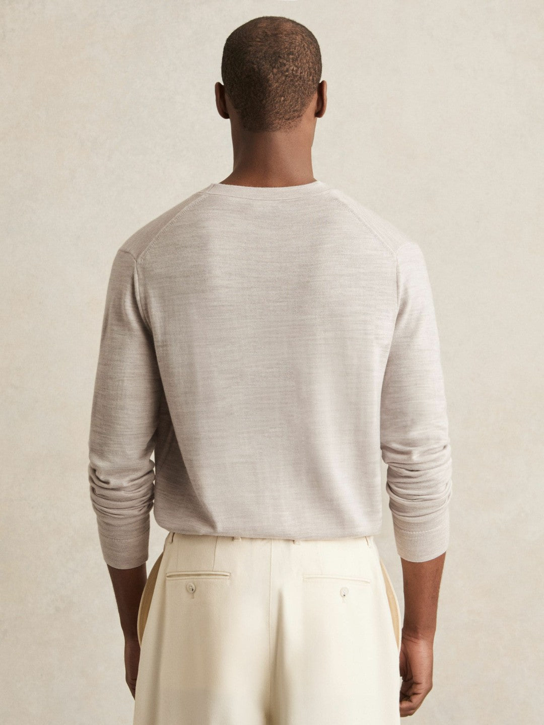 Merino Wool Button-Through Cardigan Wicker Brown Melange | Mens