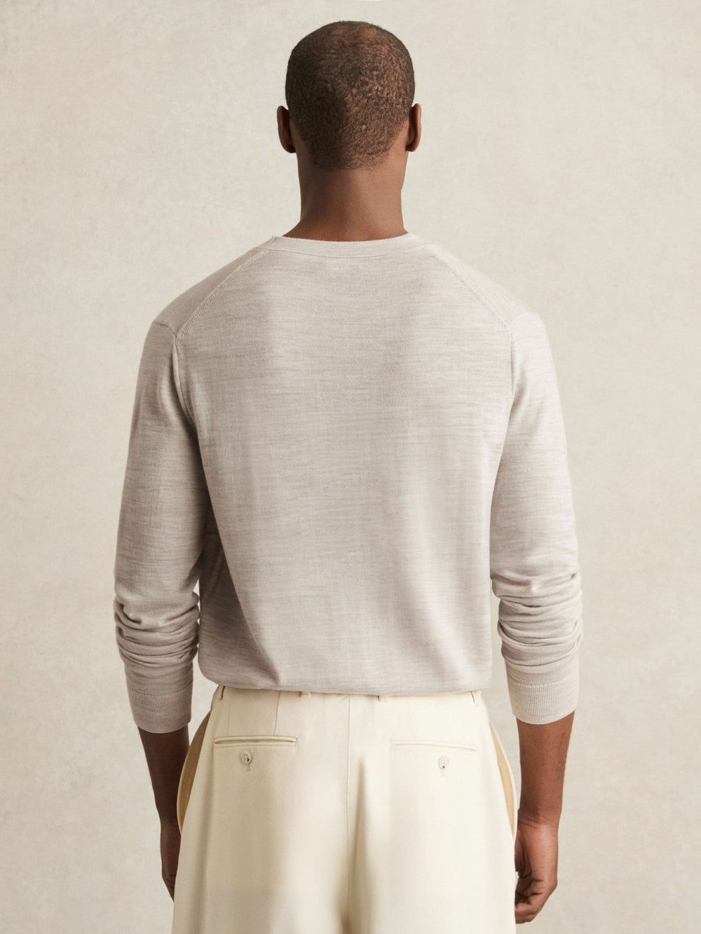 Merino Wool Button-Through Cardigan Wicker Brown Melange | Mens