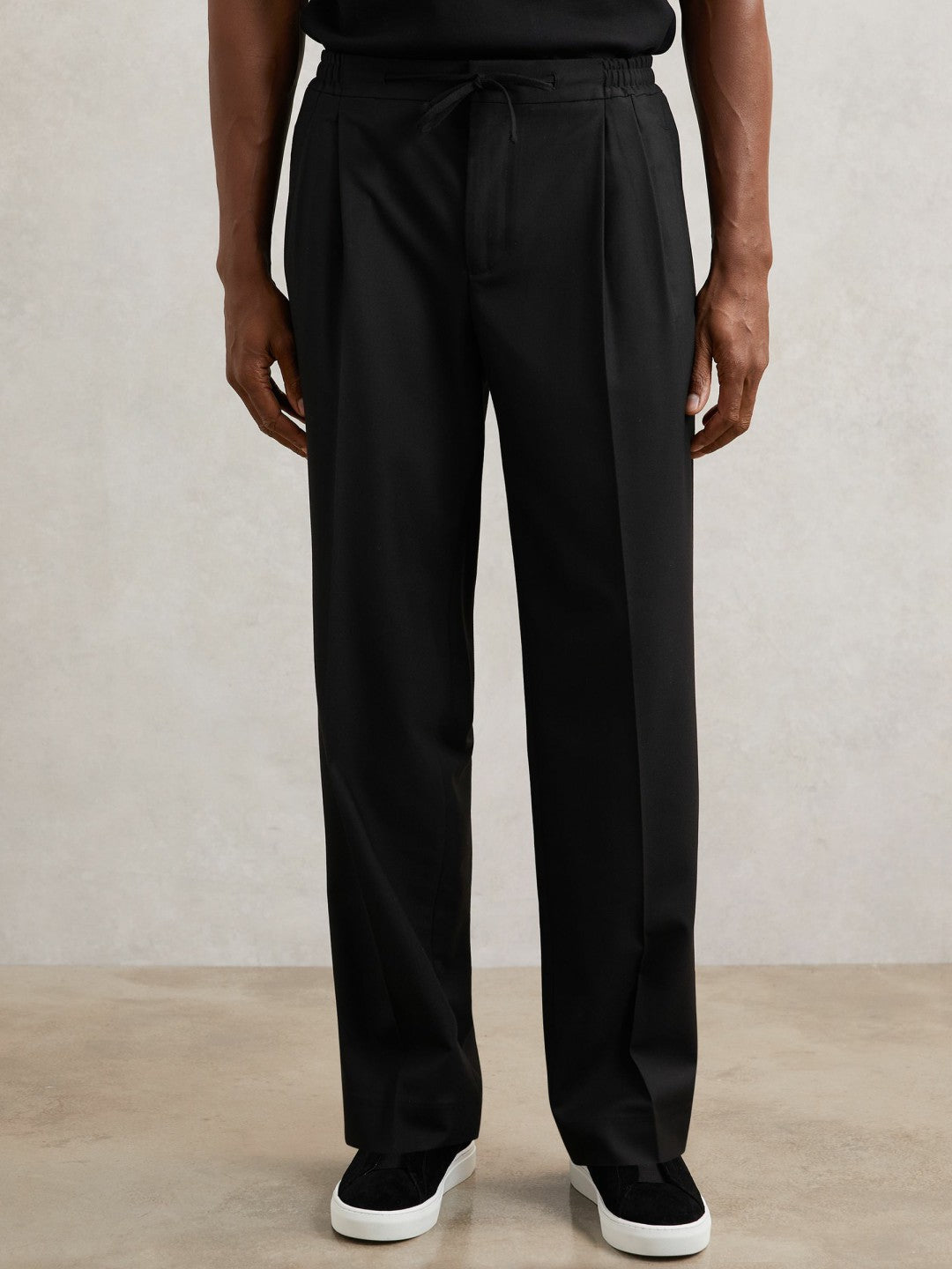 Relaxed-Fit Twill Drawstring Trousers Black | Mens