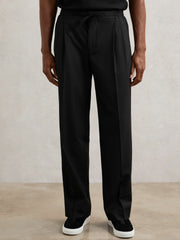 Relaxed-Fit Twill Drawstring Trousers Black | Mens