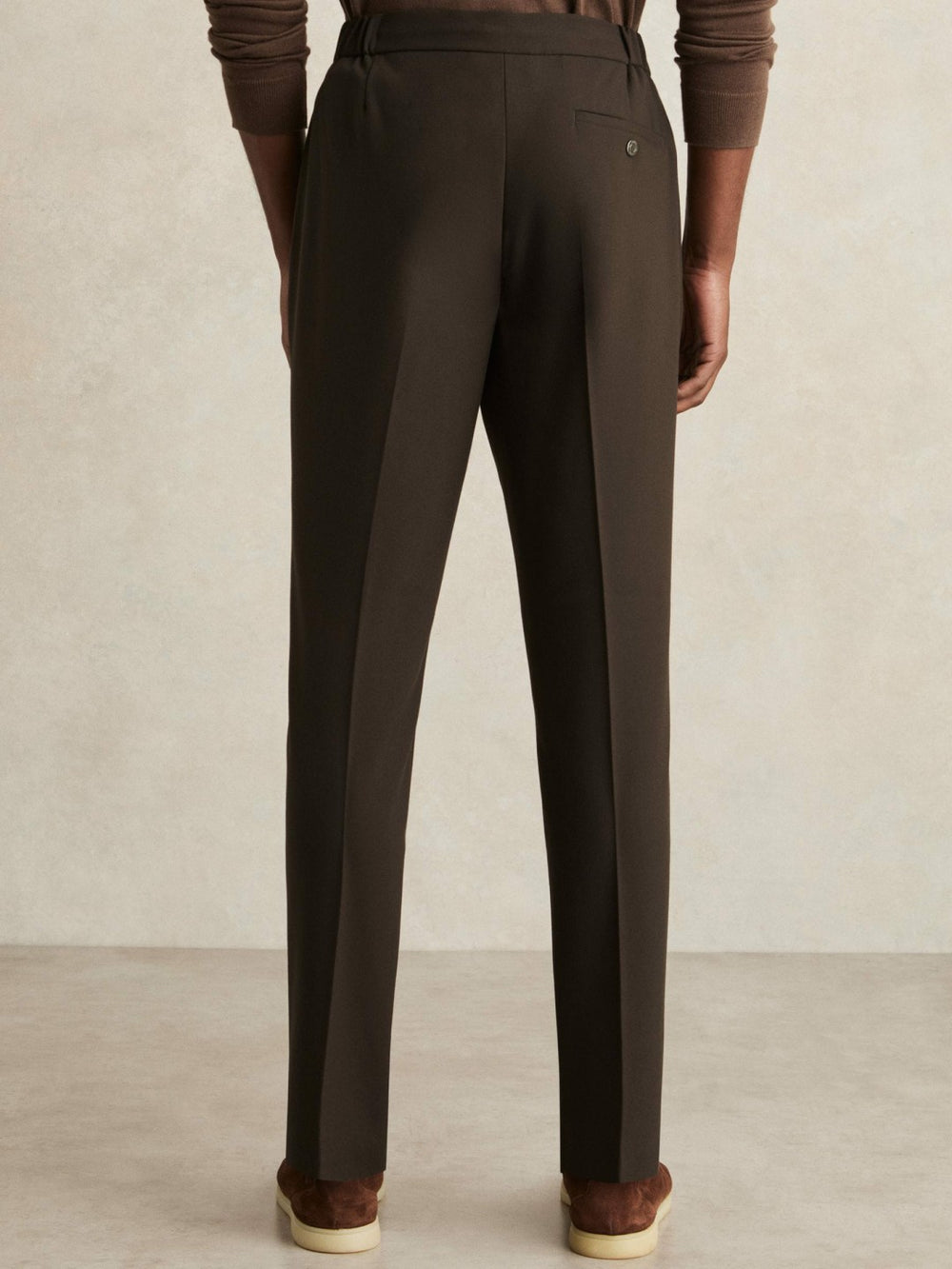 Slim-Fit Internal-Drawstring Trousers Brown | Mens