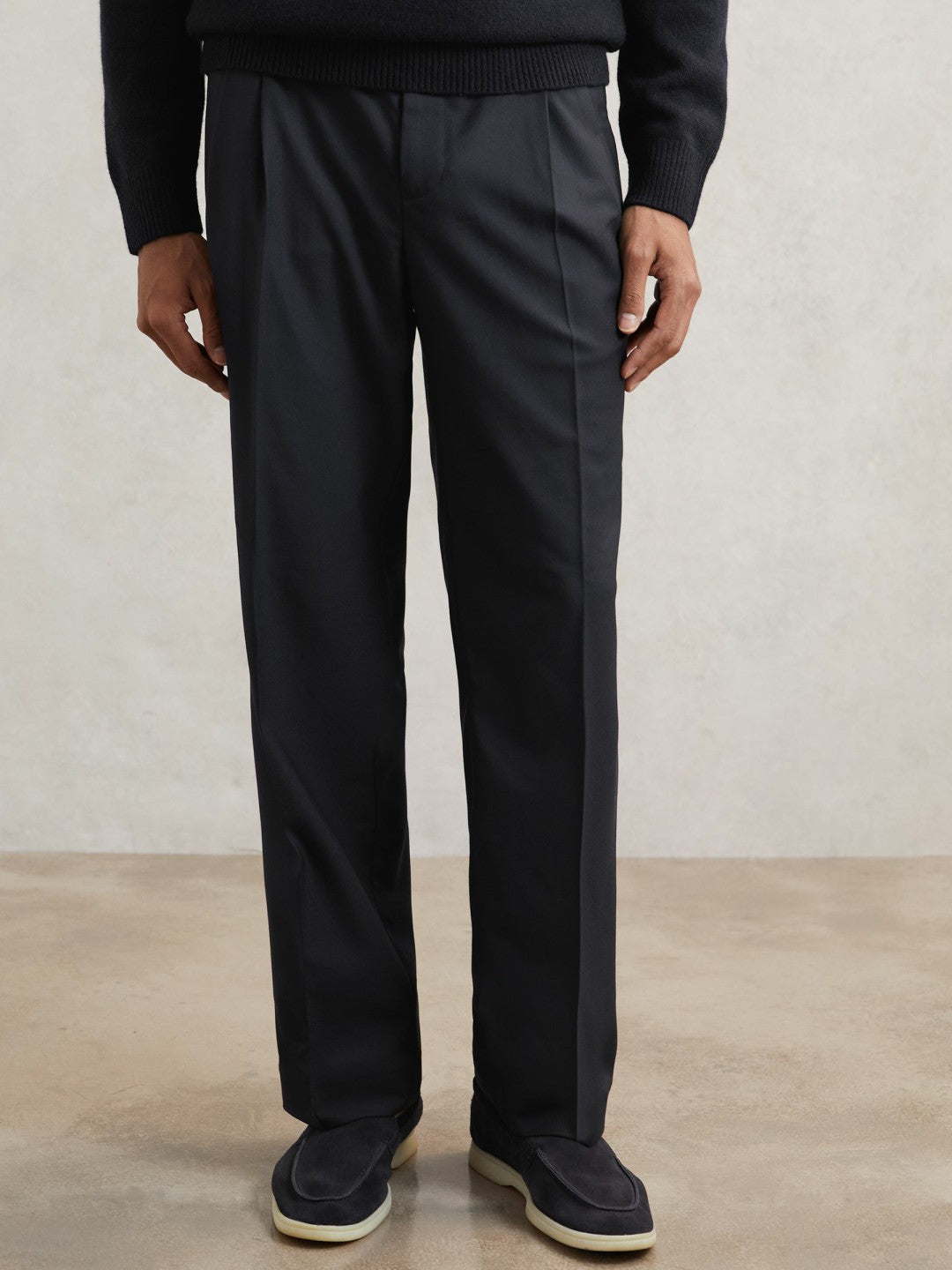 Relaxed-Fit Twill Drawstring Trousers Navy | Mens