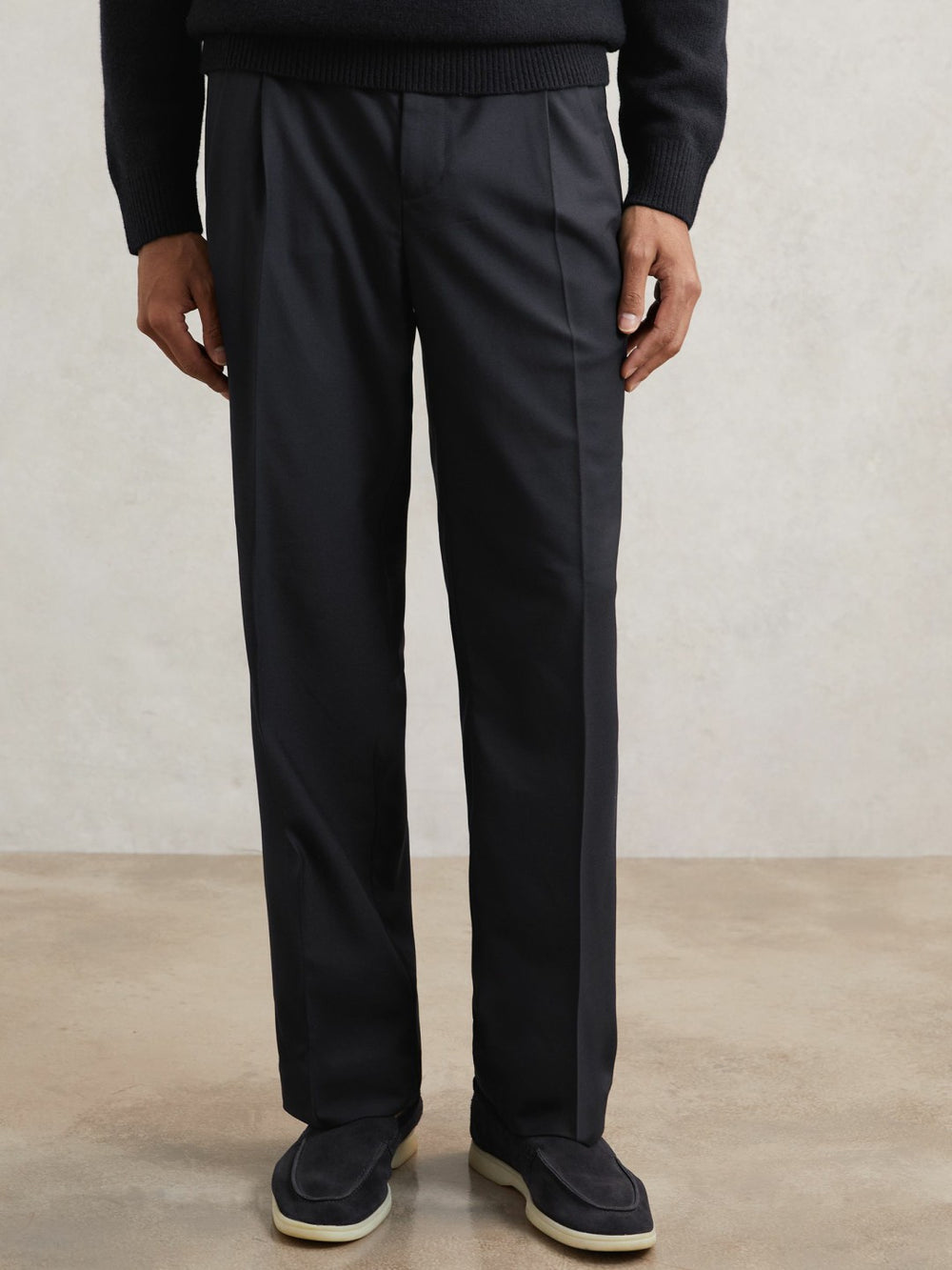 Relaxed-Fit Twill Drawstring Trousers Navy | Mens