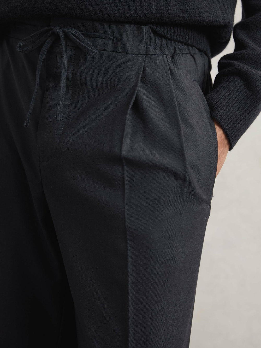 Relaxed-Fit Twill Drawstring Trousers Navy | Mens