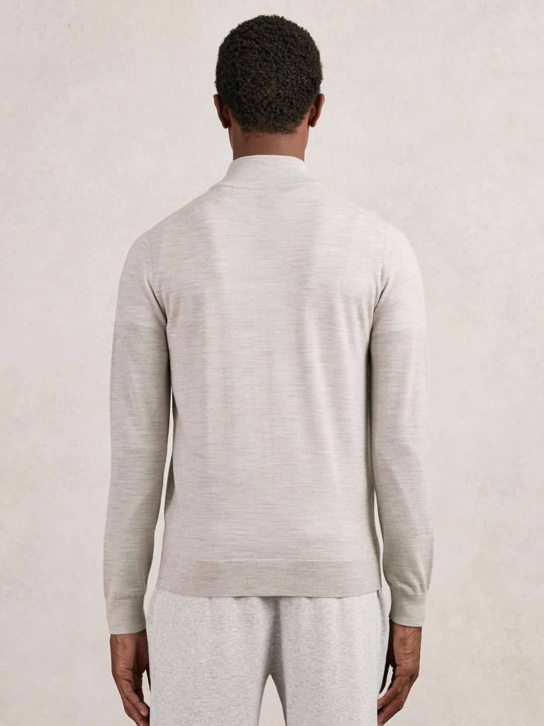 Merino Wool Zip Through Cardigan Wicker Brown Melange | Mens