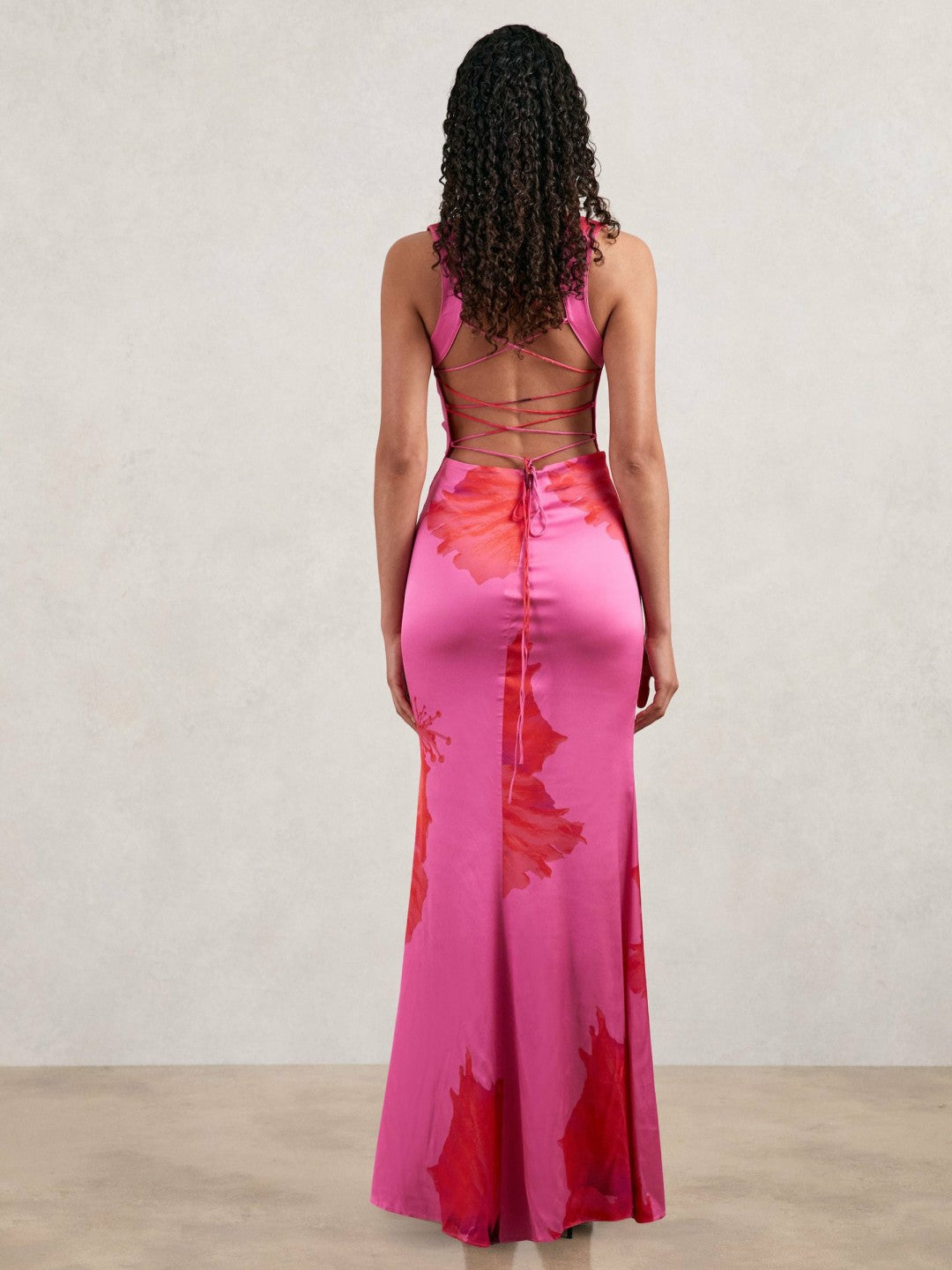 Good American Satin Floral Maxi Dress Pink | Womens