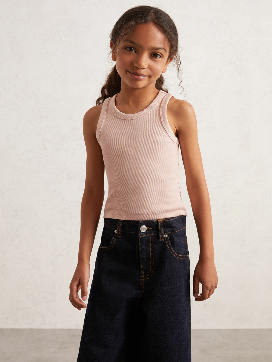 9-13 yrs Stretch-Cotton Ribbed Vest Pink | Children