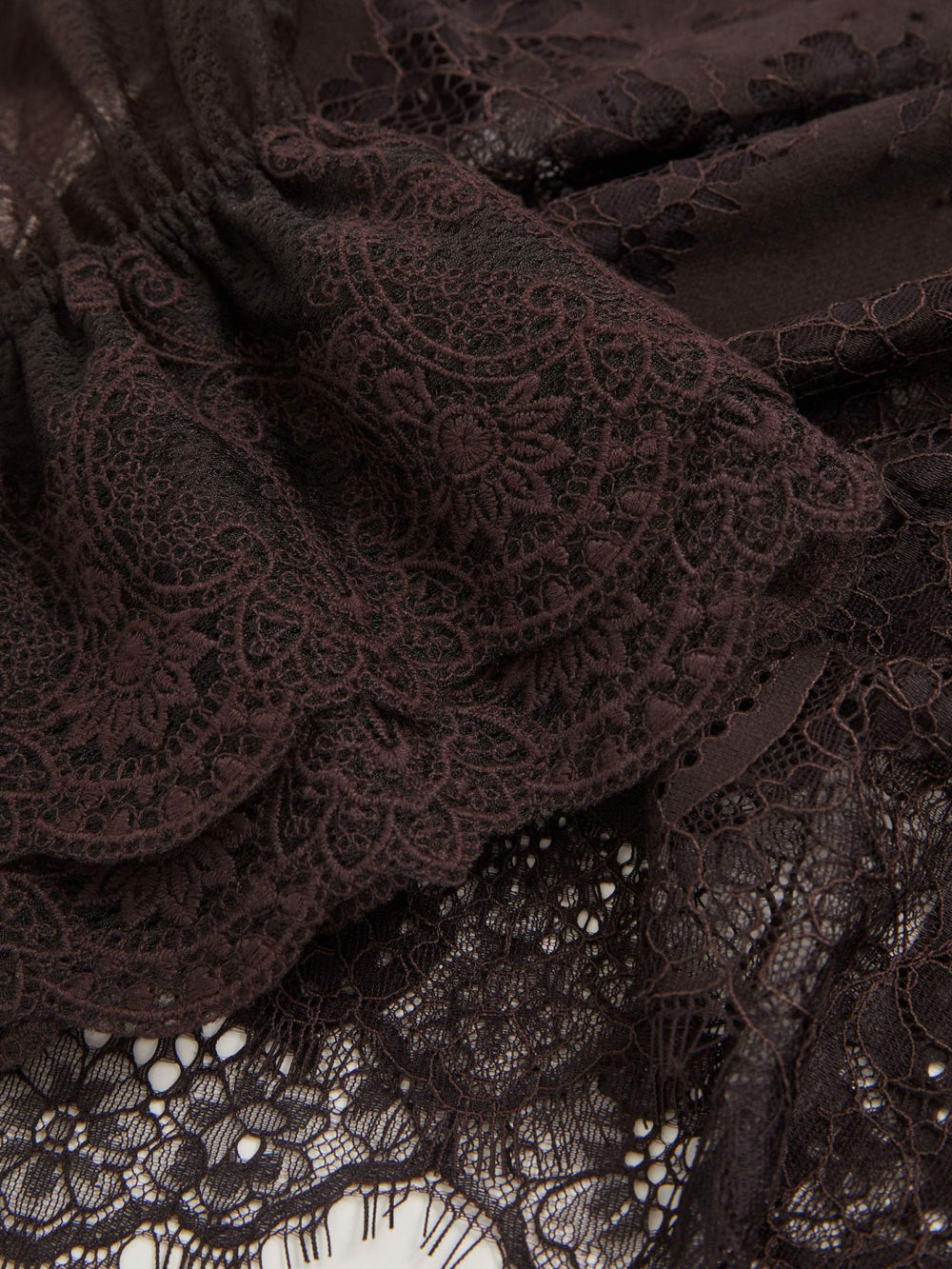 Lace Flared Cuff Blouse Chocolate Brown | Womens