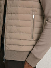 Hybrid Quilt and Knit Zip-Through Jacket Taupe Brown | Mens