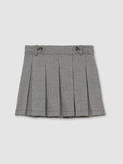 Houndstooth-Check Pleated Skirt Black/White | Children