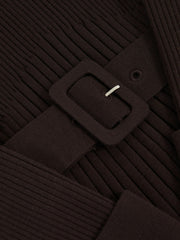 3-9 yrs Rib-Knit Roll-Neck Belted Dress Chocolate | Children