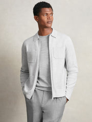 Four-Pocket Zip-Through Cardigan Soft Grey | Mens