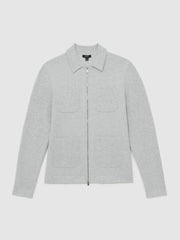 Four-Pocket Zip-Through Cardigan Soft Grey | Mens