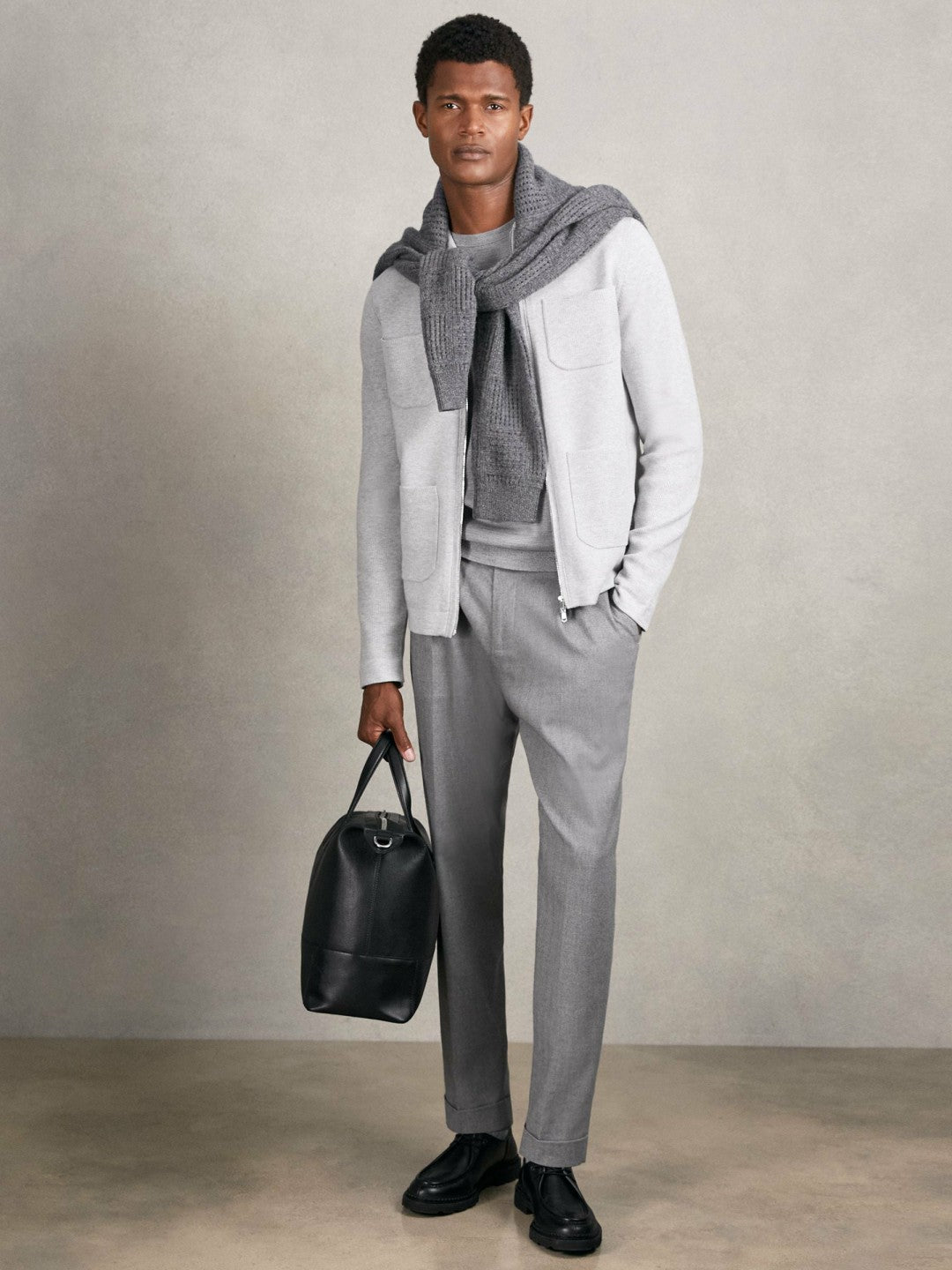 Four-Pocket Zip-Through Cardigan Soft Grey | Mens