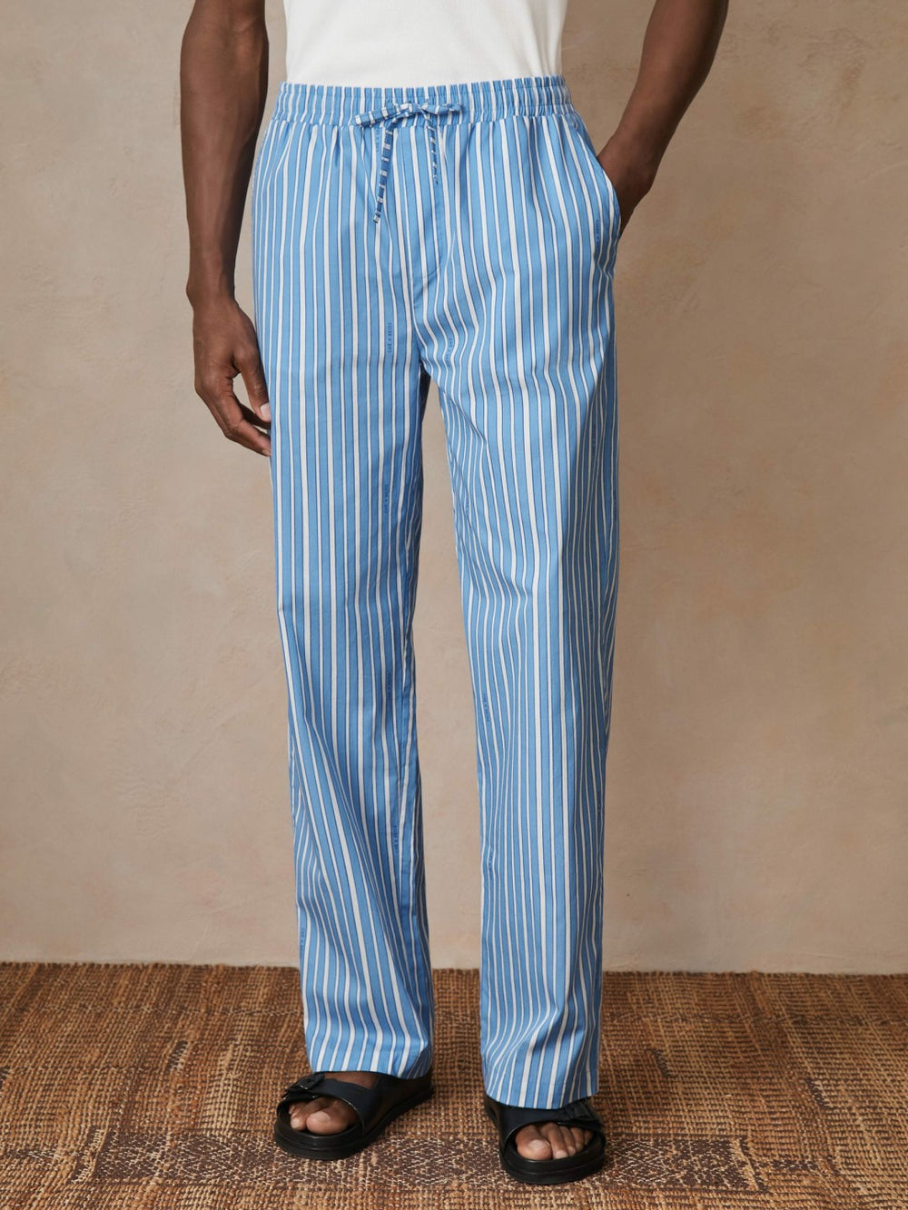 | Ché Poplin Stripe Trousers Bright Blue/White | Mens